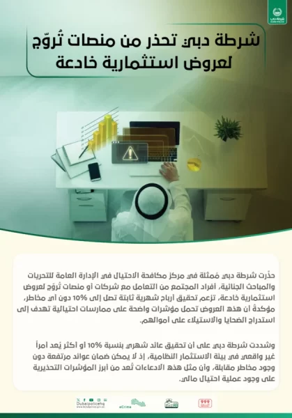 شرطة دبي: الاحتيال المالي مسؤولية مجتمعية.. كن جزءاً من الحل