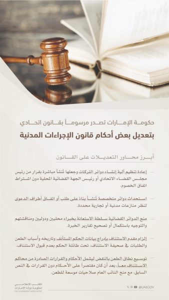 نحو قضاء أسرع: تحديثات جوهرية في قانون الإجراءات المدنية الإمارات